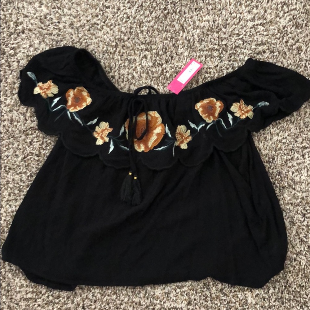 Off the shoulder embroidered top